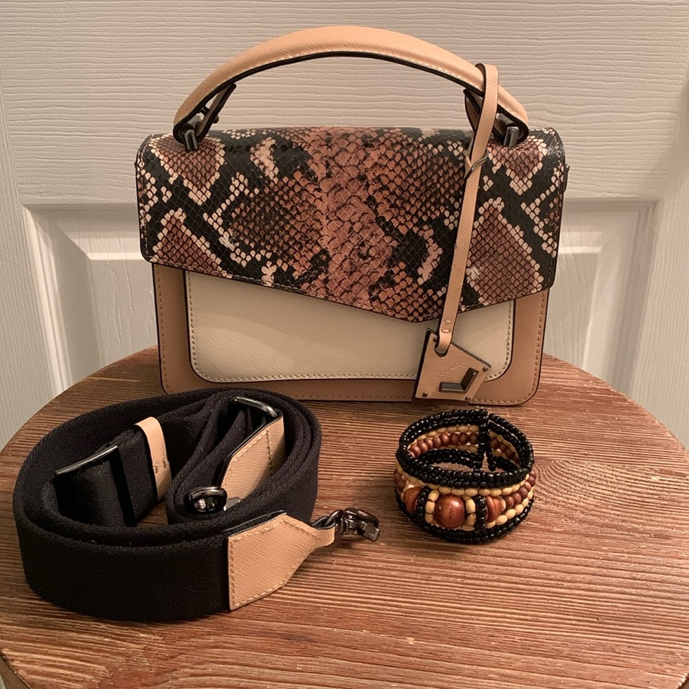 Botkier Snakeskin and Tan Satchel with strap and beautiful matching bracelet
